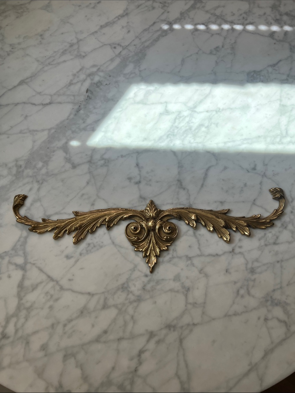 Solid Brass Ornate Gold Leaf Wall Accent - Decorative Applique